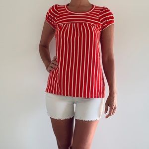 *SOLD* Red and white babydoll top